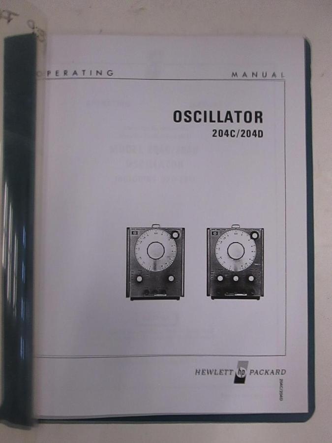 Used HP 204C/204D Oscillator Operating Manual, Used