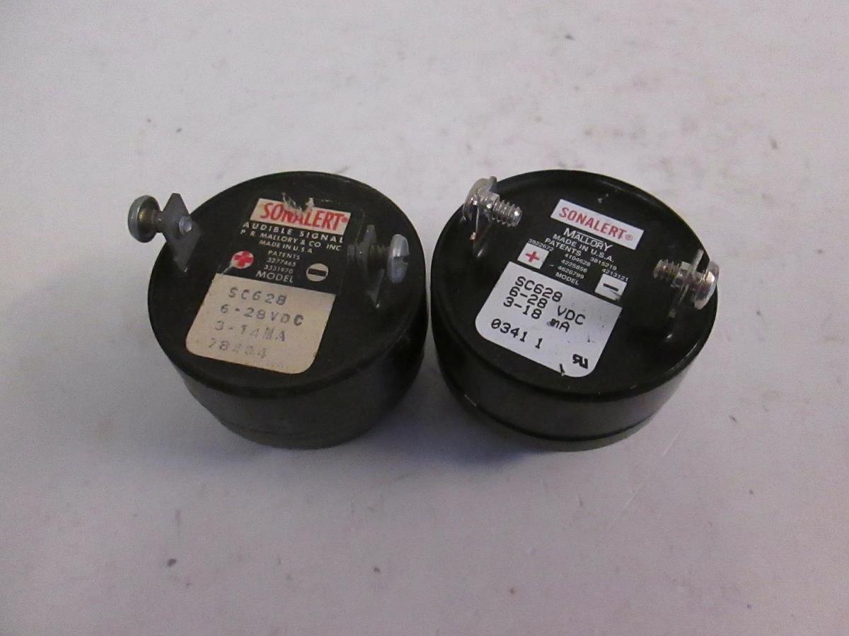 Used Mallory Sonalert SC628 Alarm Buzzer, 6-28 VDC Used, Lot of 2