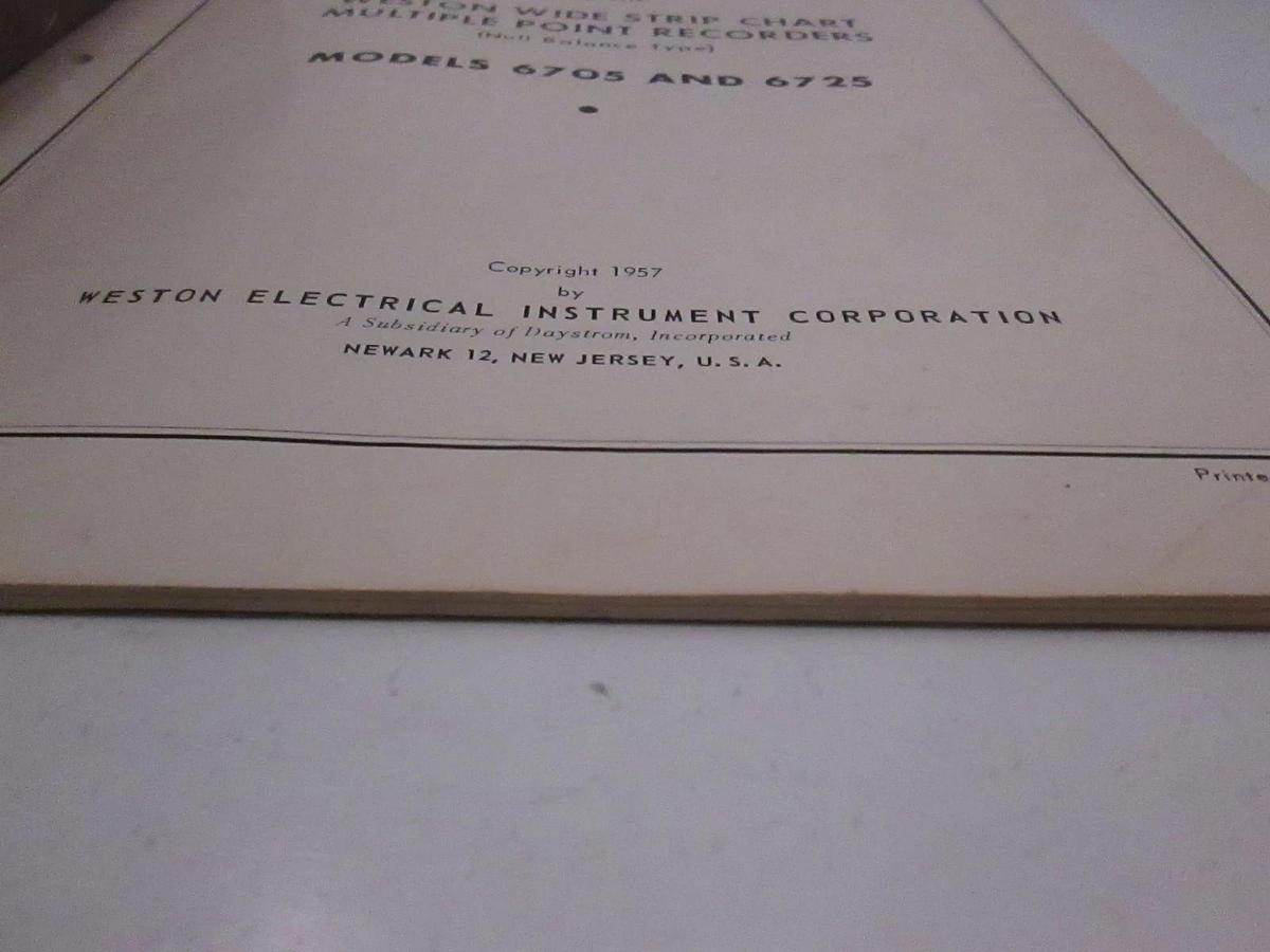 Used Weston Multiple Point Recorders Models 6705 and 6725 Instructions, Used
