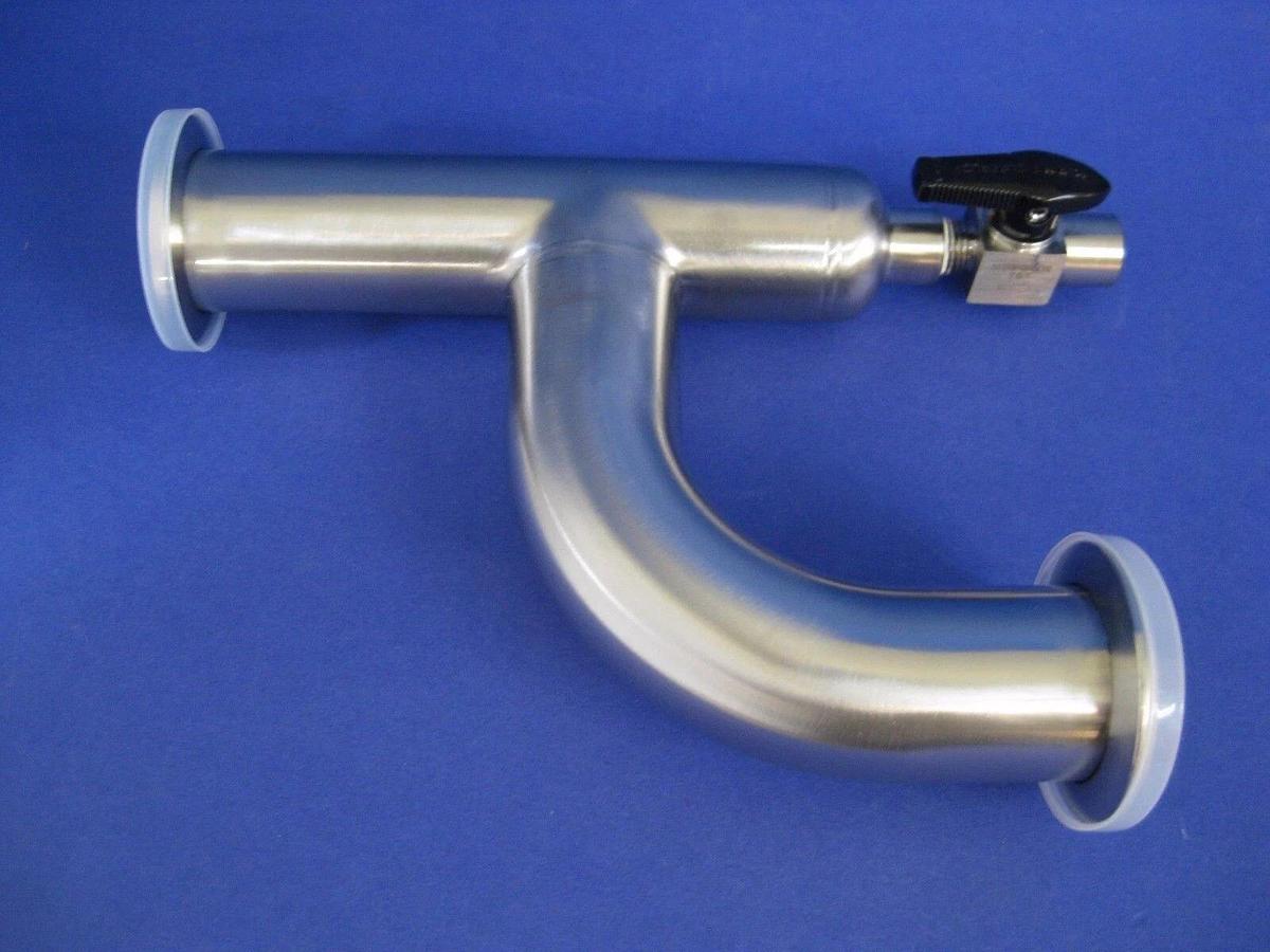 Used SS TEE Vacuum Pipe Weldment NW40, w/SS-4P4T5 Plug Valve 1/4" FNPT, New