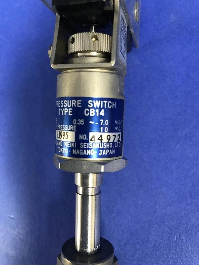 Used Nagano Keiki CB14 Pressure Switch Assy 0.35-0.7 kgf/cm2, 1/4" F Swagelok, Used