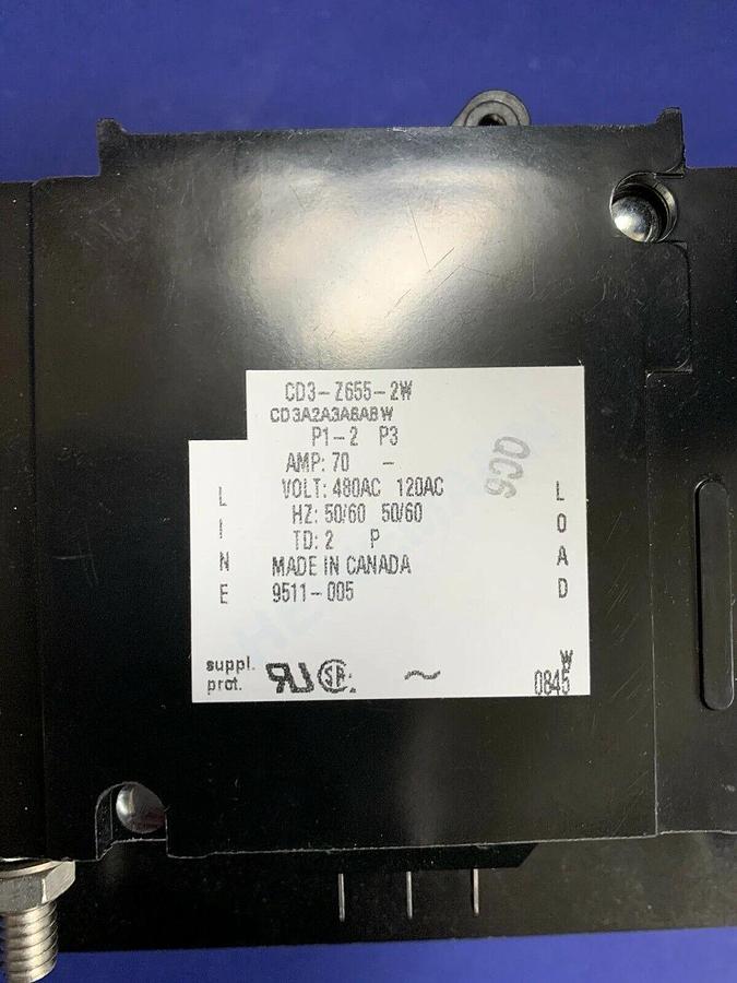 Heinemann CD3-Z655-2W Circuit Breaker for VSM Furnace Main Element, 70A, New
