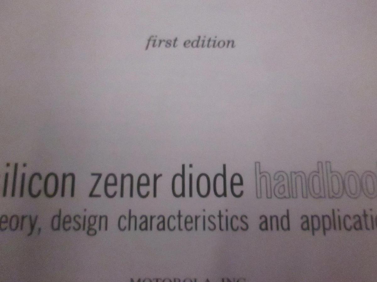 Used Motorola silicon Zener Diode Handbook First Edition, Used