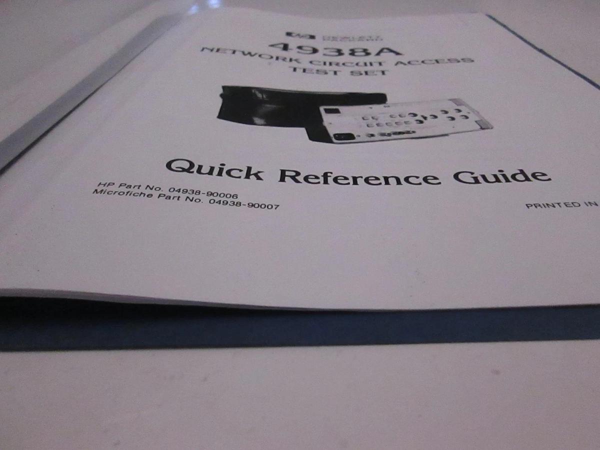 Used HP Model 4938A Network Circuit Access Test Set Quick Reference Guide, Used