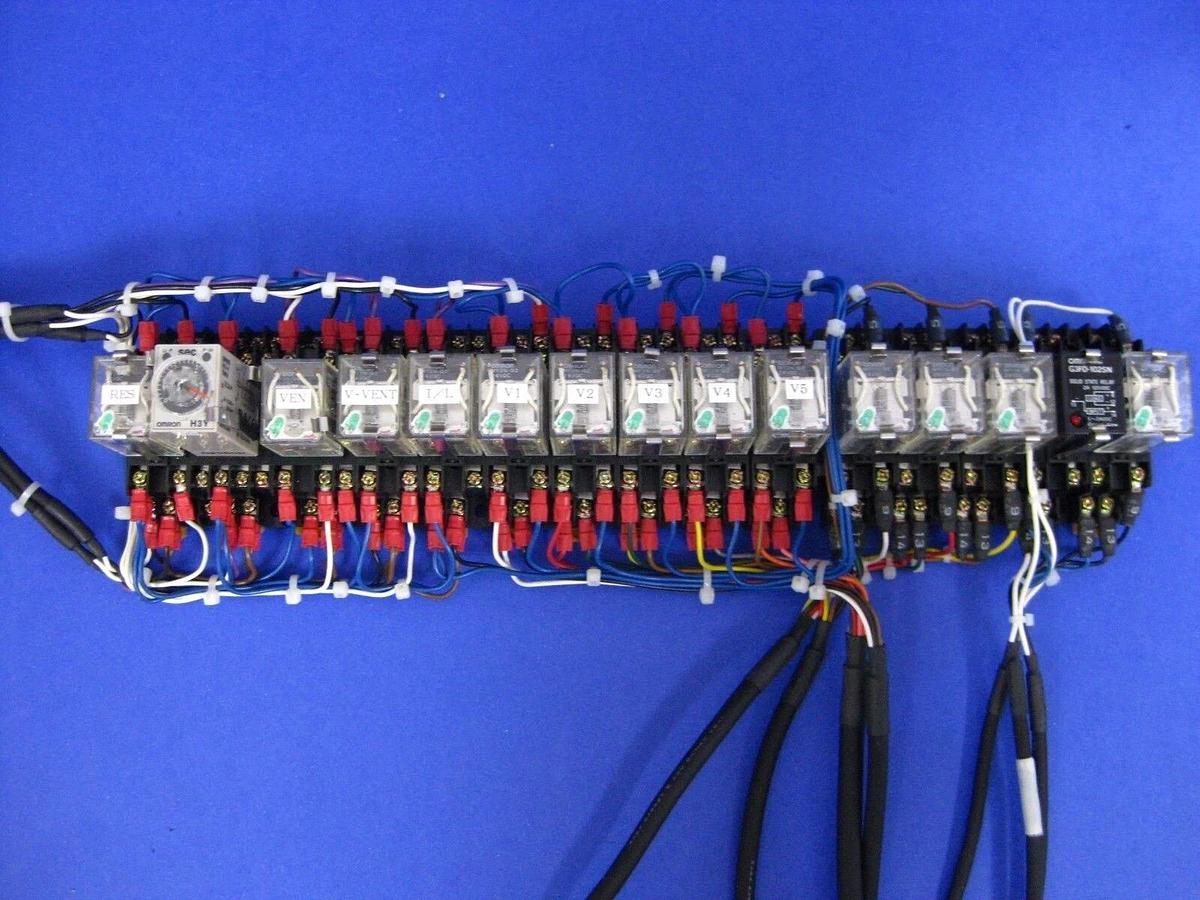 Used OMRON Relay Assy w/ MY2N-D2 Relays, H3Y Timer, G3FD-102SN SS Relay, Track Mount