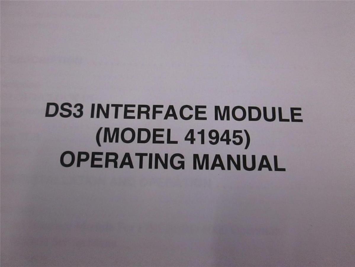 Used TTC DS3 Interface Module Model 41945 Operating Manual, Used
