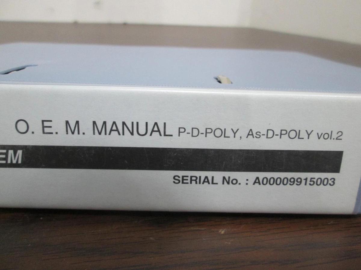 Used Tokyo Electron, ALPHA-8S-E, P-D-Poly, As-D-Poly O.E.M. Manual, Vol 2, Used