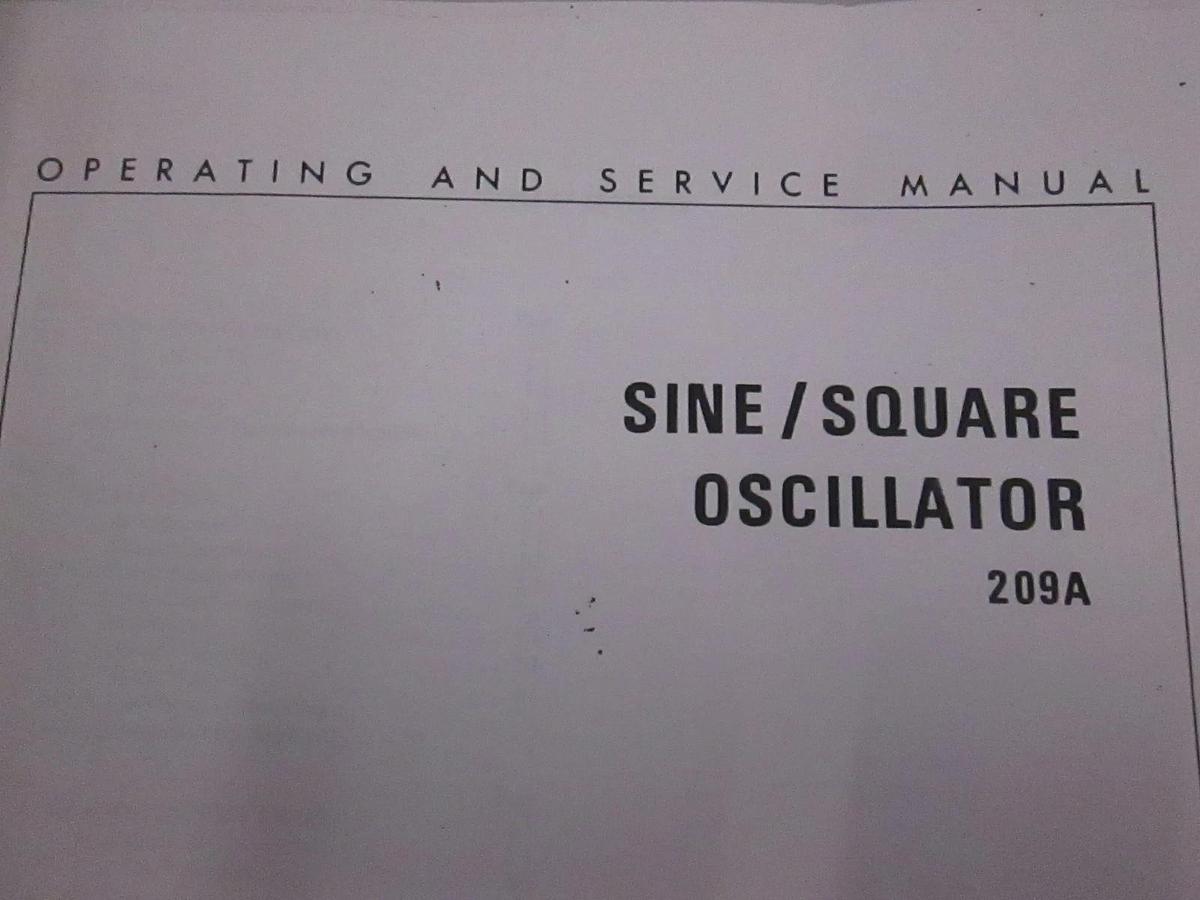 Used HP Sine/Square Oscillator 209A Operating and Service Manual, Used