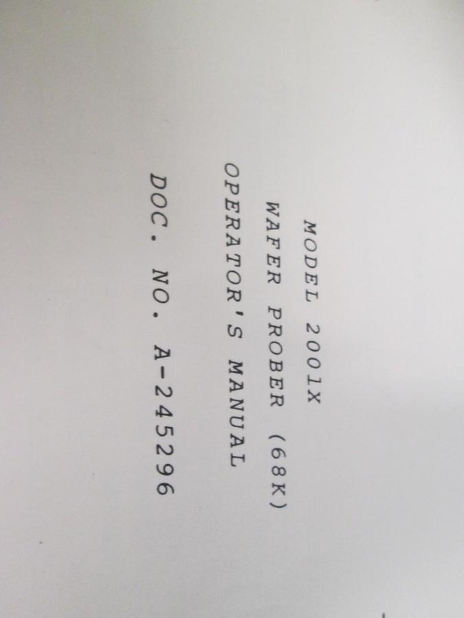 Used Electroglas, Model 2001x, Wafer Prober Operators Manual, A-245296, Used
