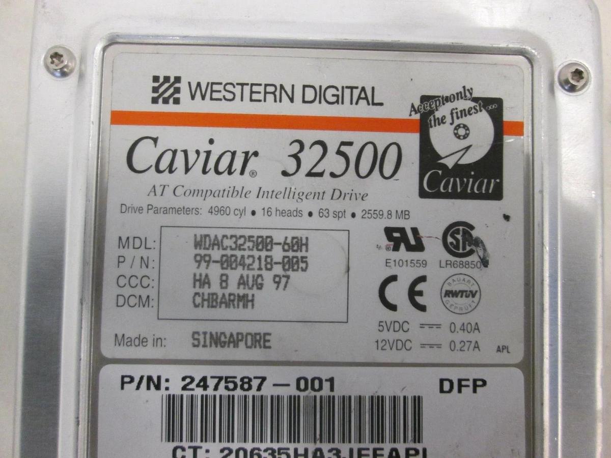 Used Western Digital, Caviar AT Compatible Intelligent Drive, WDAC32500-60H, Used