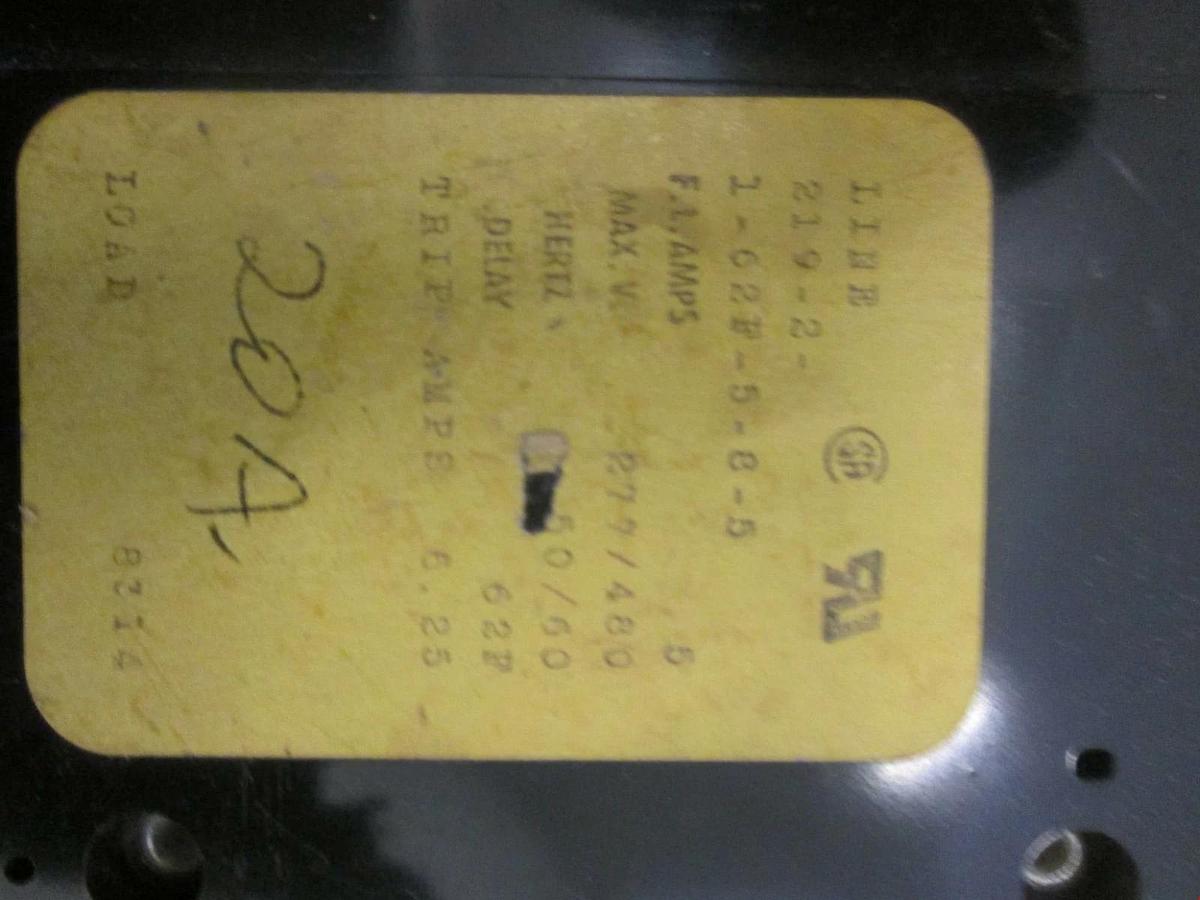 Used Airpax, 2 Pole Circuit Breaker, 219-2-1-62F-5-8-5, 5A, Used, Lot of 2