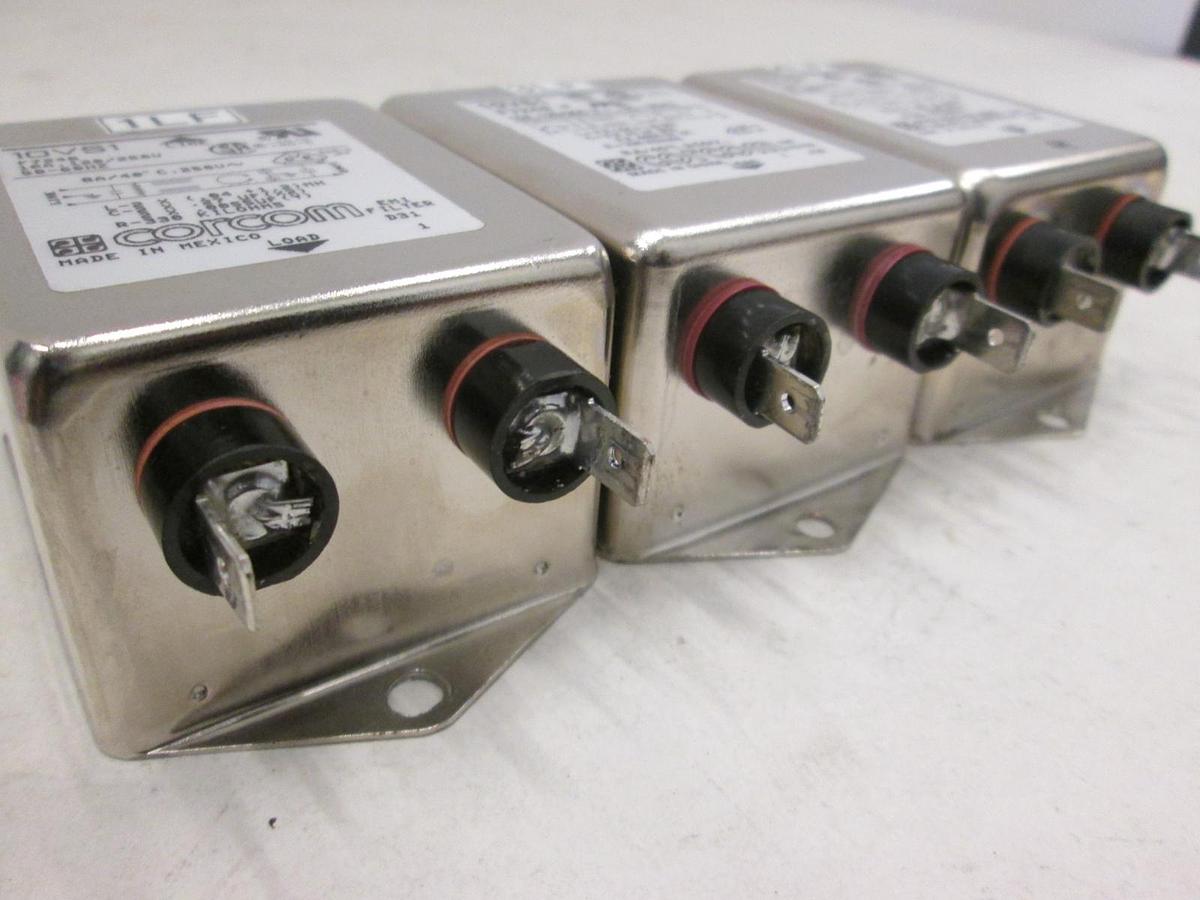 Used Corcom, 10VS1, F7248, 8A/40C, 250V, EMI Filter, New, Lot of 3