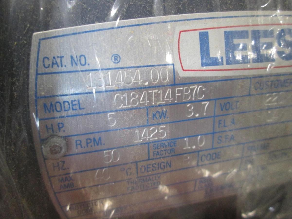 Leeson, C184T14FB7C, 5 H.P, 1425 RPM, 50Hz, 3.7KW, Electric Motor, New