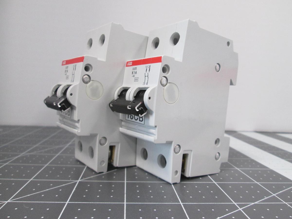 Used ABB, S272-K1A, 2 Pole 400VAC K Circuit Breaker DIN Rail Lot of 2
