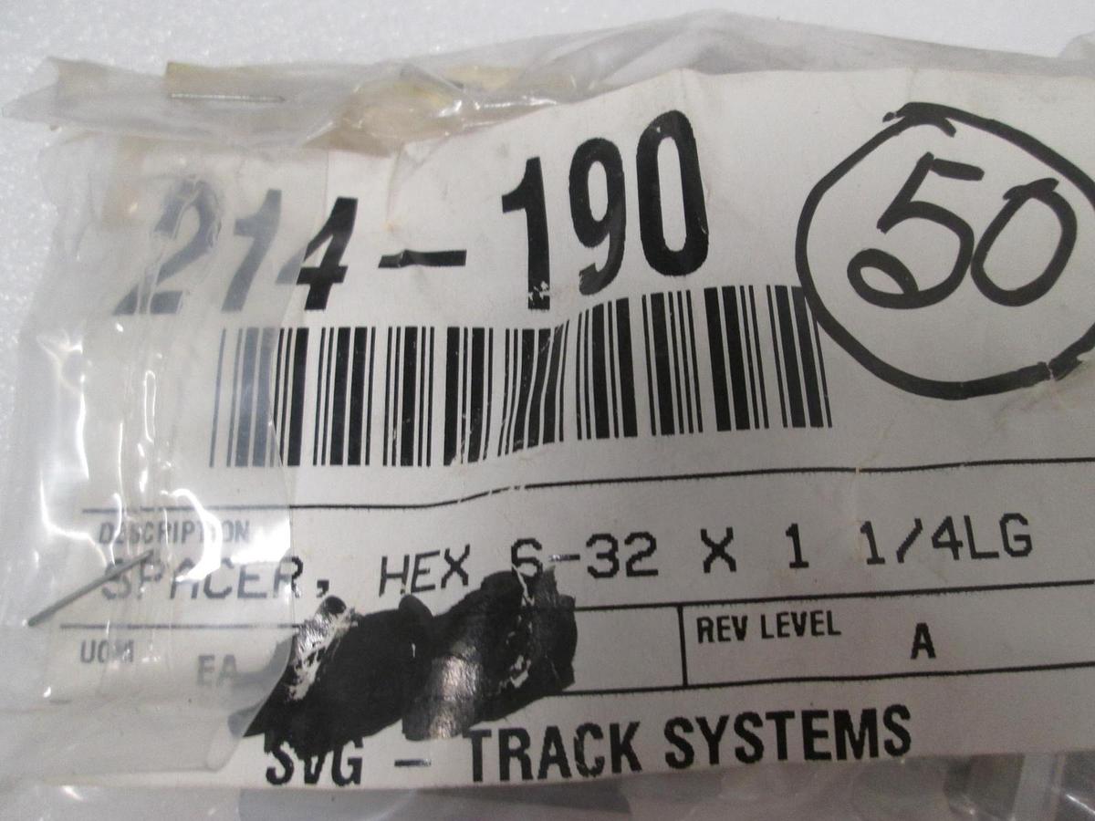 Hex Spacer, 6-32 x 1 1/4LG, 214-190, New, Lot of 50