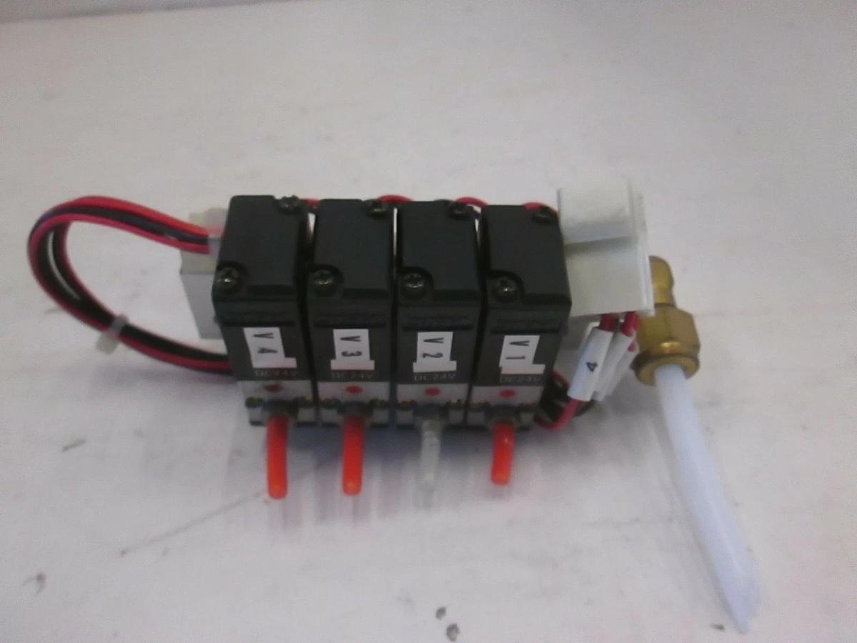 Used Koganei 030E1 Solenoid Valve Manifold Assembly - 4 Valves, Used