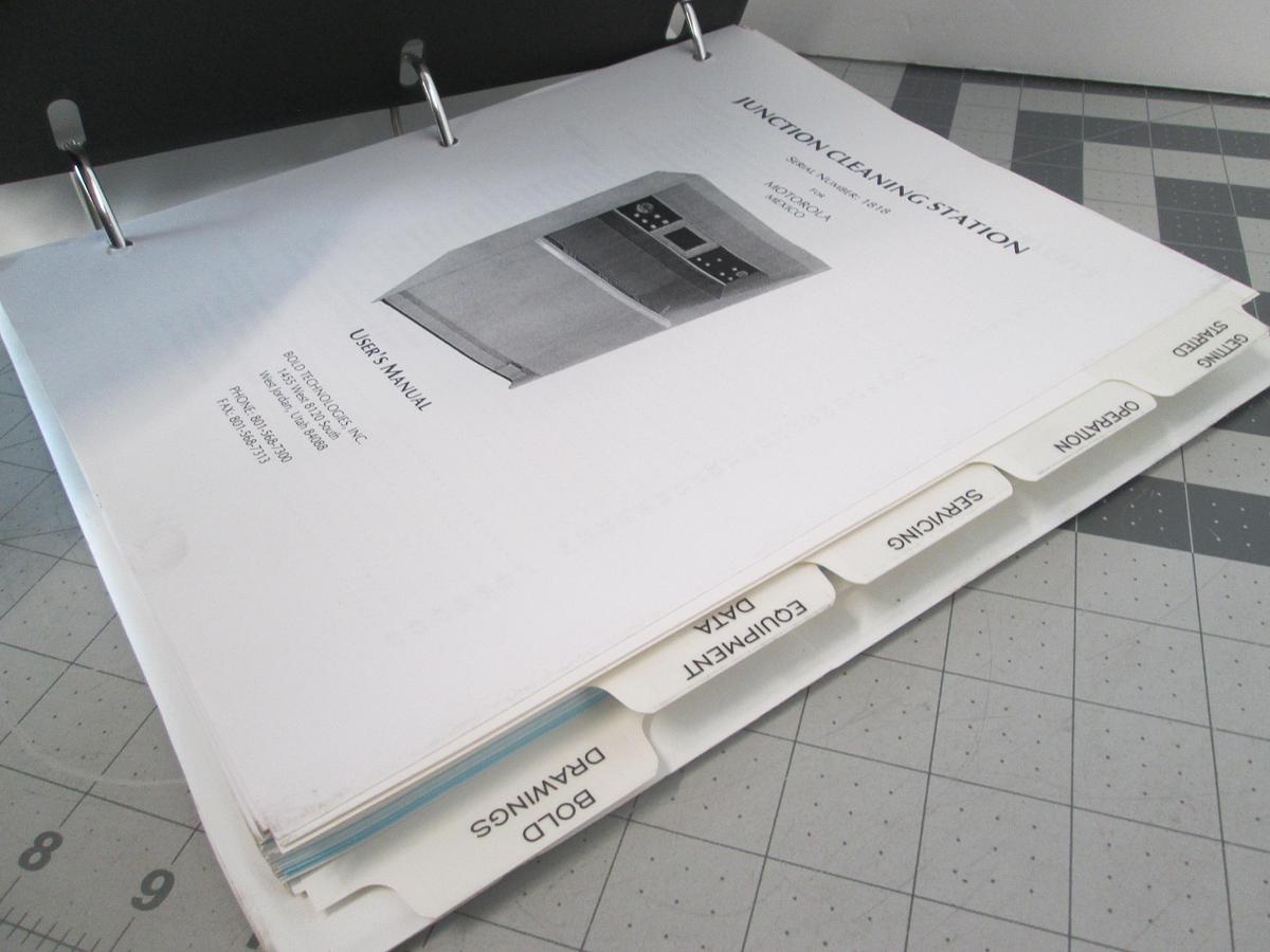 Used Bold Technologies, 1818, Junction Cleaning Station, User Manual, Used