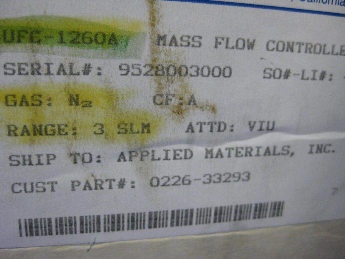 Used Unit UFC-1260A Mass Flow Controller, N2, 3SLM, Refurbished