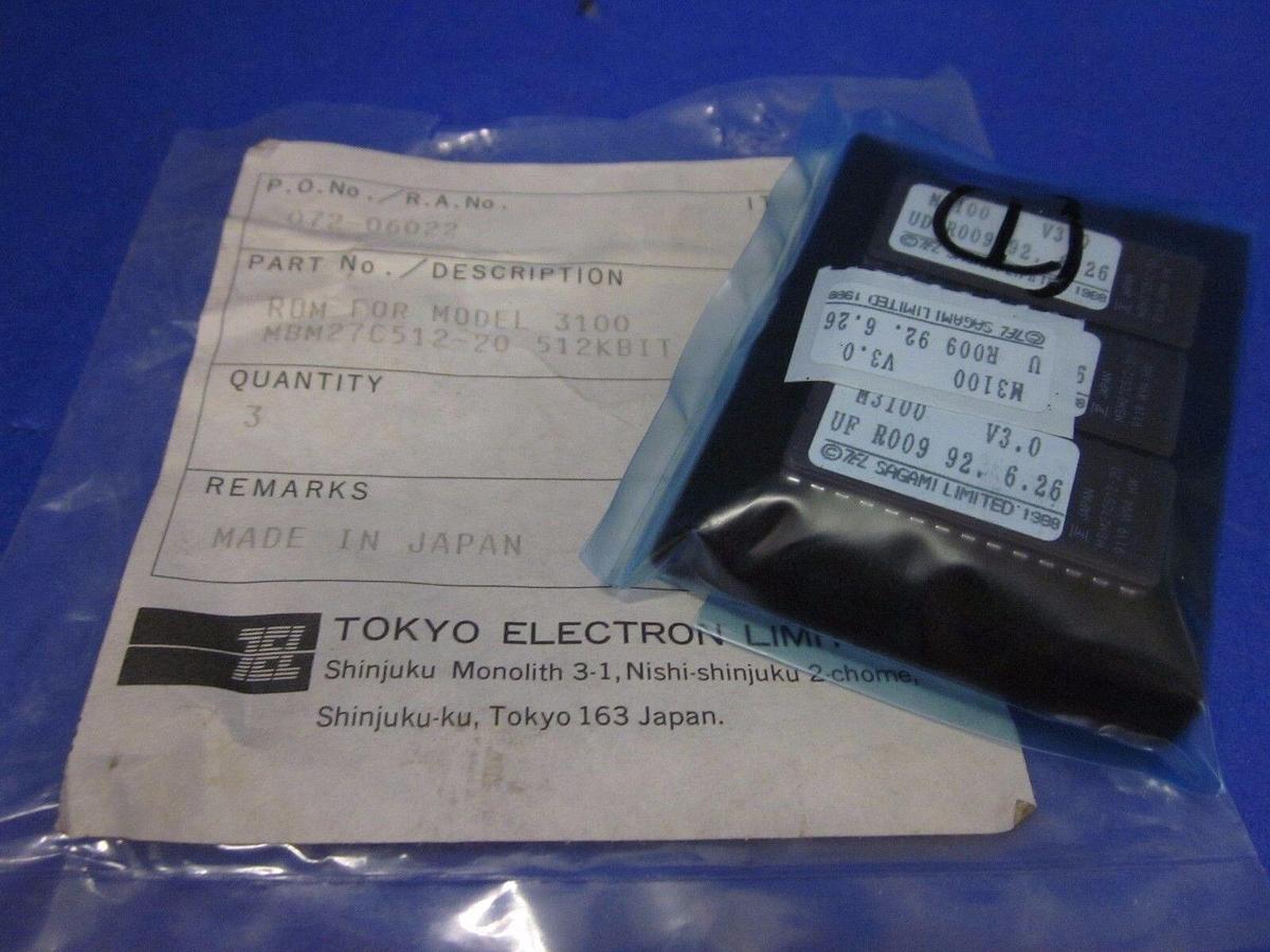 TEL Tokyo Electron Limited ROM / EPROM for M3100, MBM27C512-20, Lot of 3, New