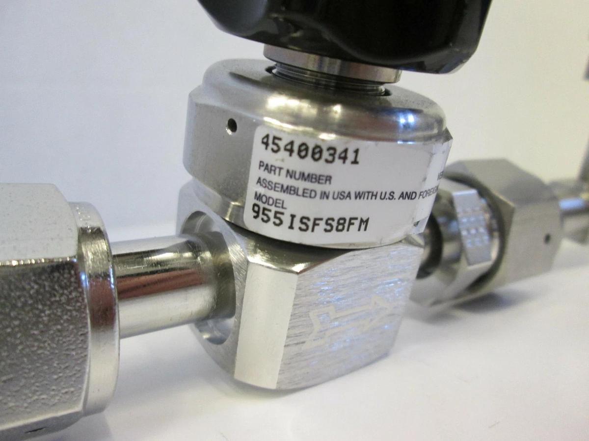 Used Valve Gas Stick Assy w/ (3) Parker Valves, Gauge
