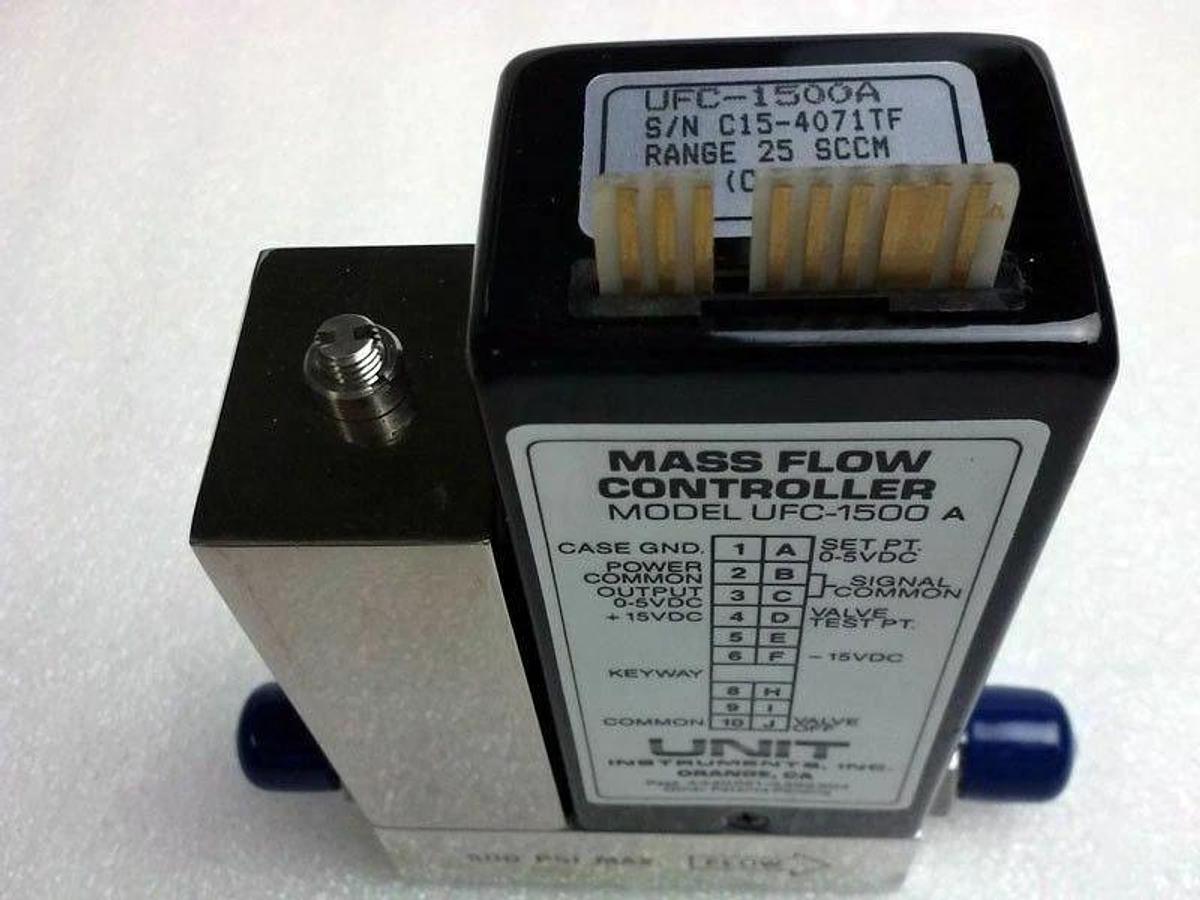 Used Unit UFC-1500A, Mass Flow Controller, Gas- (CH3 O)3B, Range- 25 SCCM, 1/4" M I/O