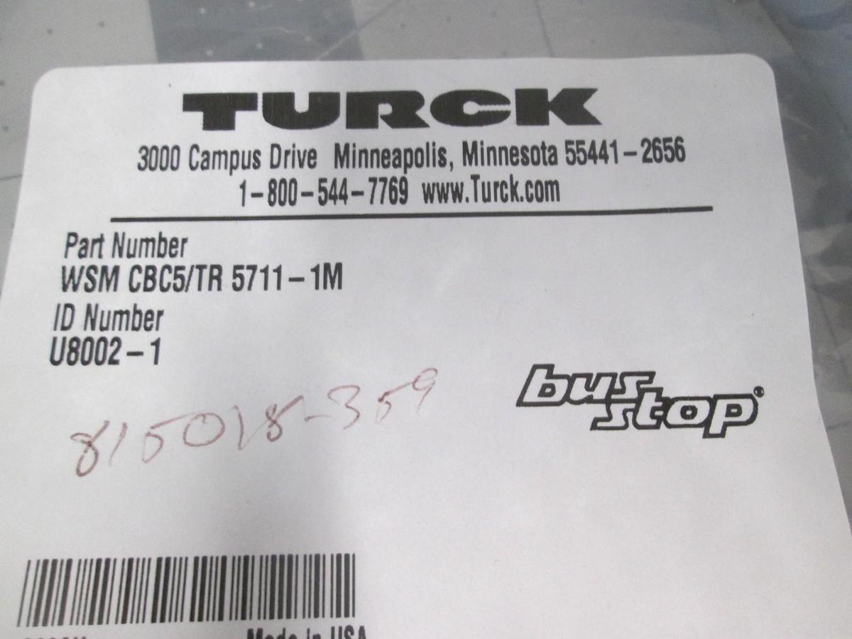 Turck, RKM CBC5/TR 5711-1M, Cordset Connector Cable, New, Lot of 2