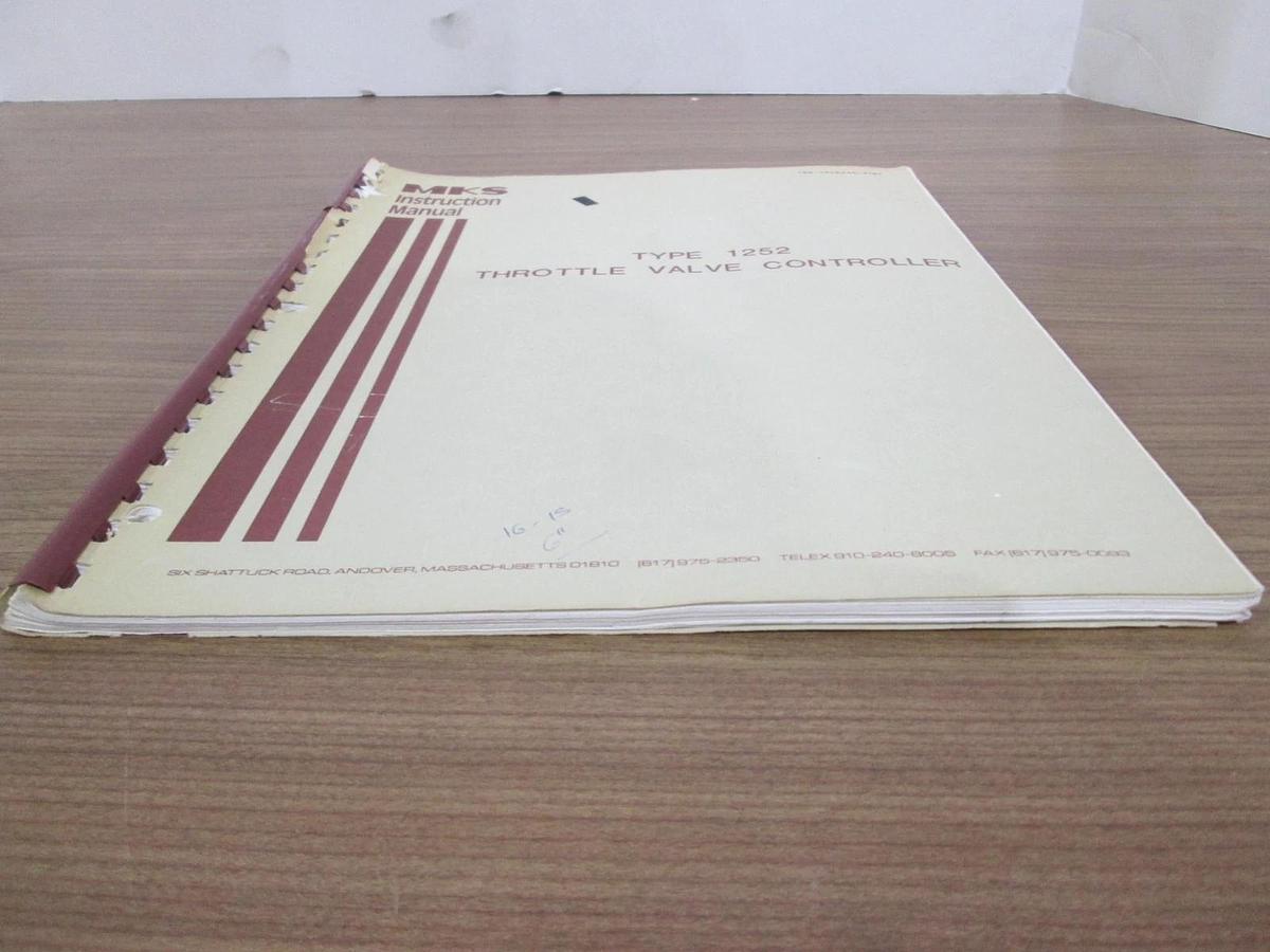 Used MKS, Type 1252, Throttle Valve Controller, Instruction Manual, Used