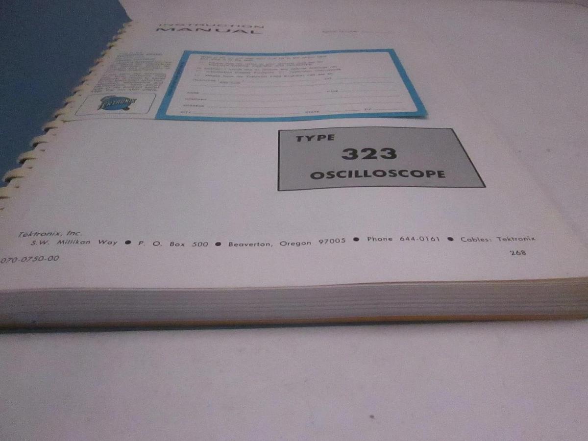 Used Tektronix Type 323 Oscilloscope Instruction Manual, Used