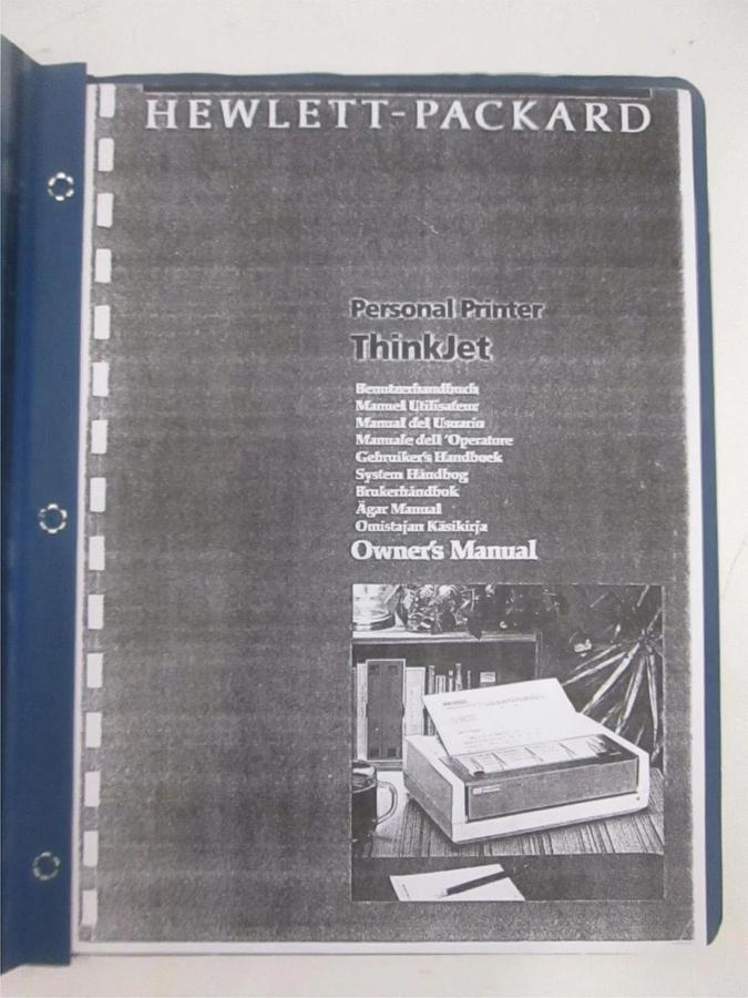Used HP Personal Printer ThinkJet Owners Manual, Used