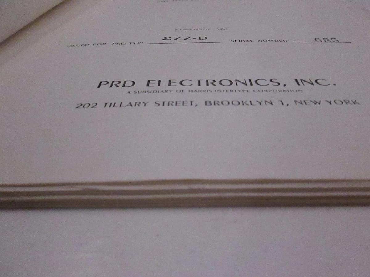 Used PRD Types 277-B and 277-BR Standing Wave Amps Operating and Maintenance, Used