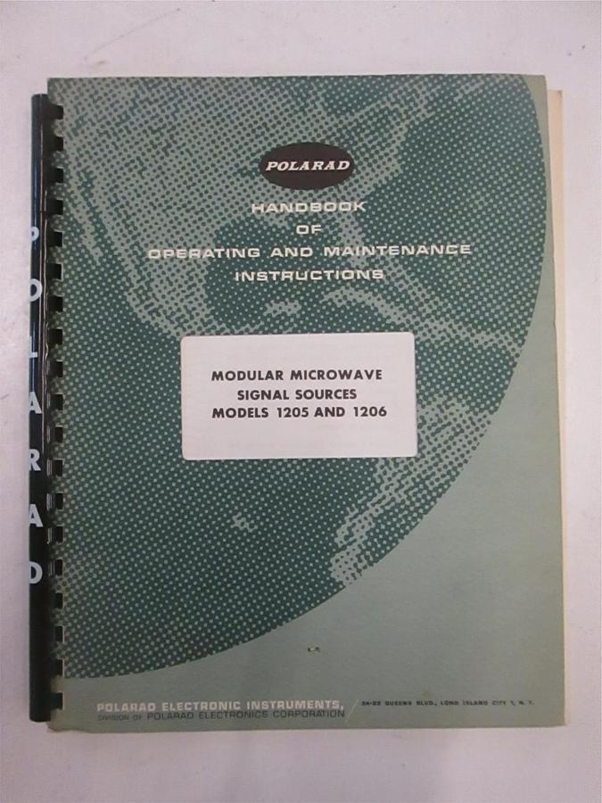 Used Polarad Model 1205 and 1206 Modular Microwave Signal Instruction Manual, Used