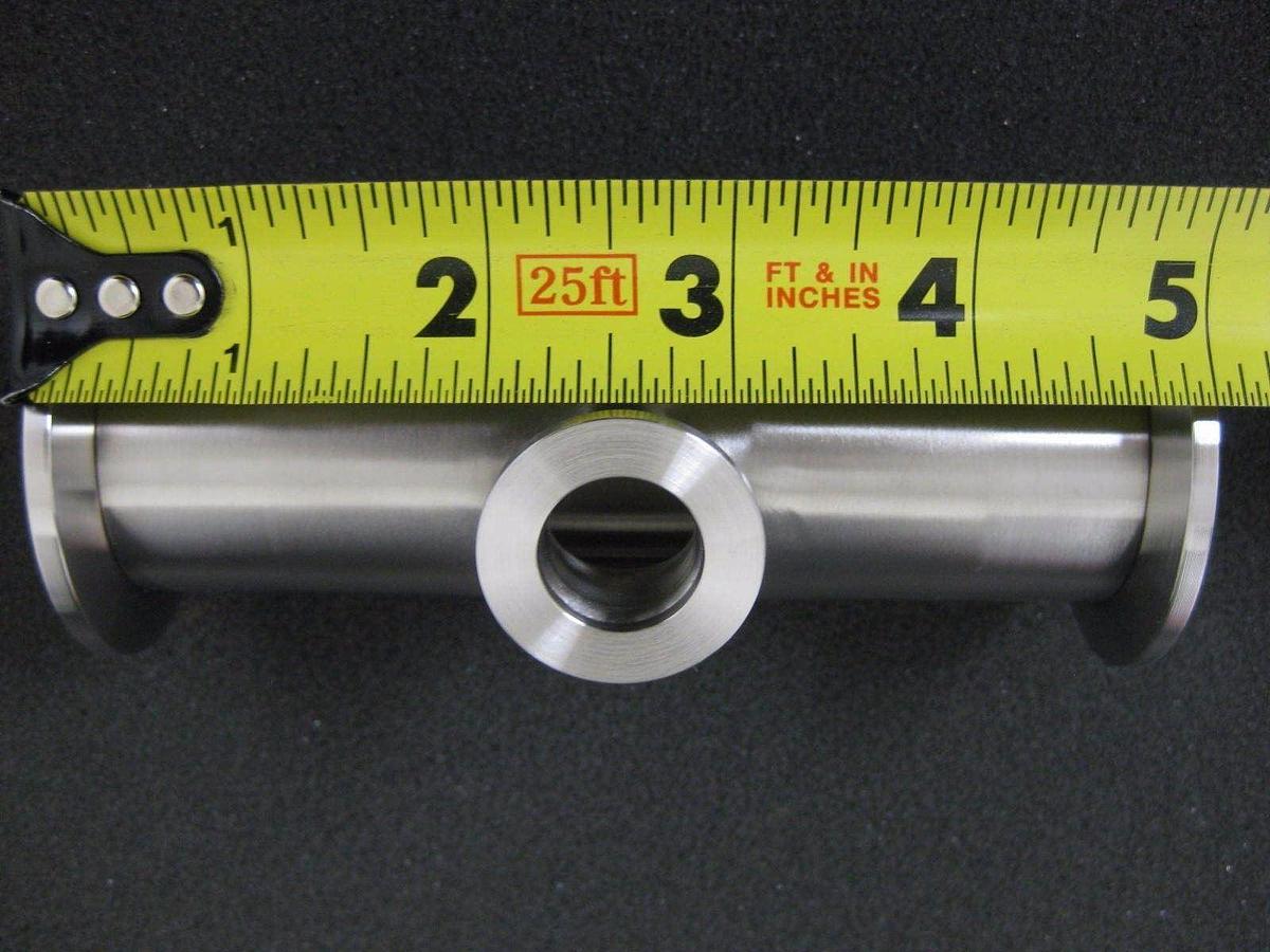 Stainless Steel Vacuum Tube Weldment, TEE NW40 Flange and NW16 Flange, New