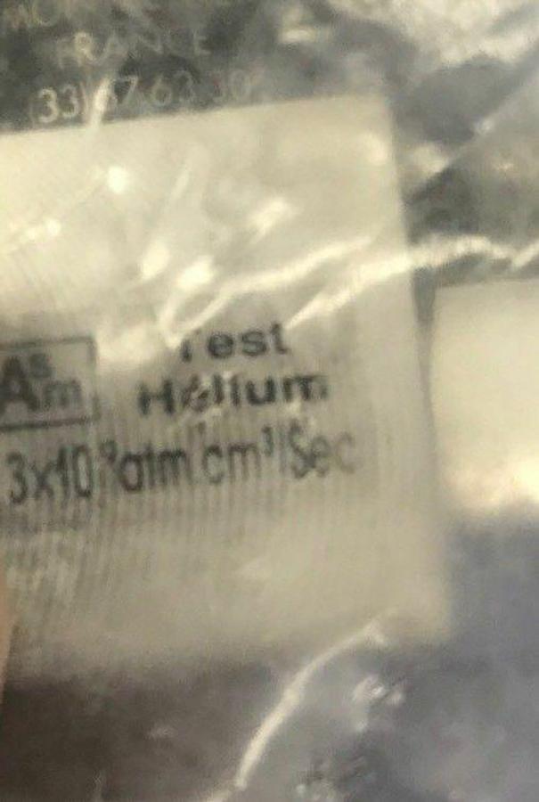 Used Qualiflow ASM Pneumatic 2-Way Test Helium Valve, 3x10(-9) atm.cm3/sec, NO, New