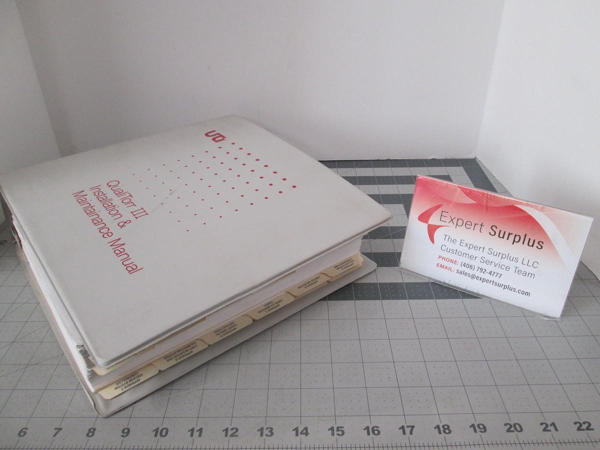 Used UTI, QualiTorr III, Installation and Maintenance Manual, Used