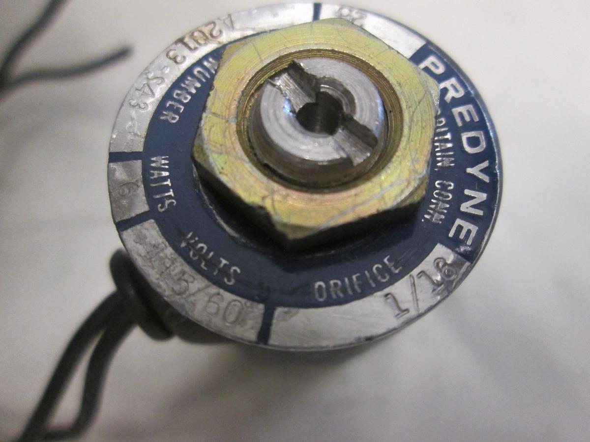 Used Predyne, A2013-S43, Solenoid Valve, 100 MOPD, 6W, 25 PSIG, 1/18 Orifice, Used