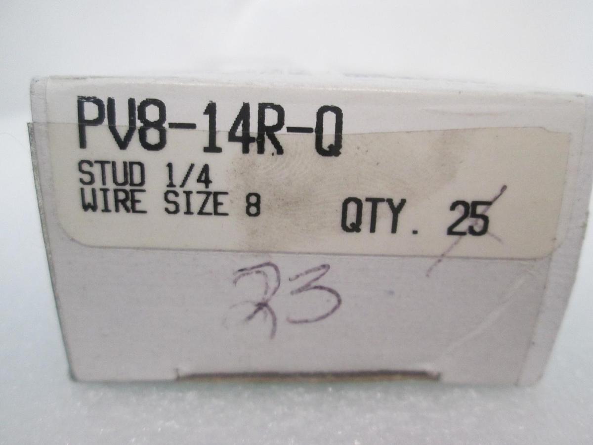 Panduit, Pan-Term Terminals, PV8-14R-Q, Stud 1/4, Wire Size 8, New, Lot of 23