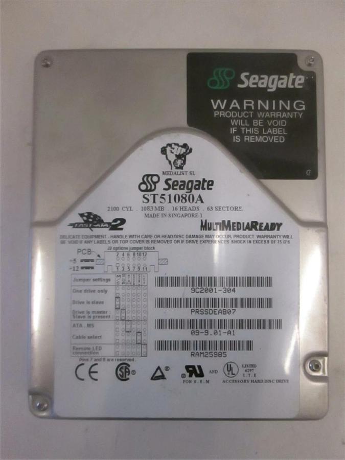 Used Seagate, 1083MB, Multi Media Reader, ST51080A, Used