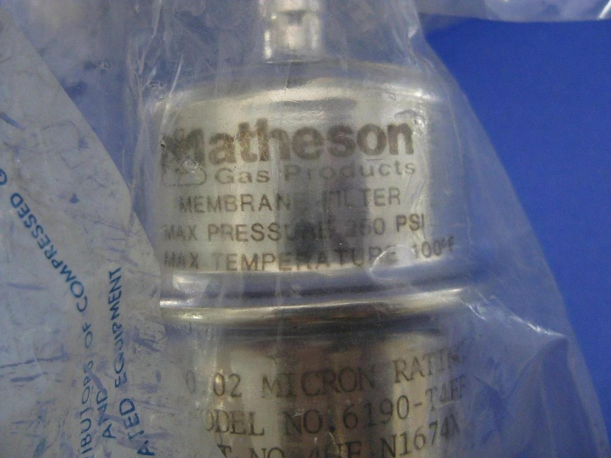 Matheson Inline Gas Filter 6190-T4FF, 1/4" Tube Fitting, 250 psig, Lot of 2