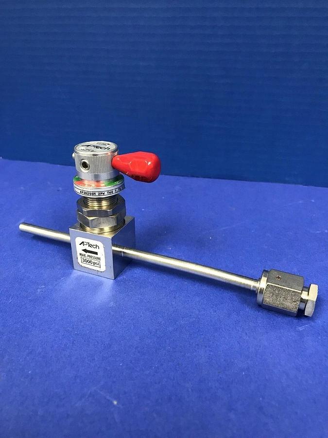 Used APTech AP3625SM TW4 1.75 P Manual Diaphragm Valve Assembly, Red Lever Handle