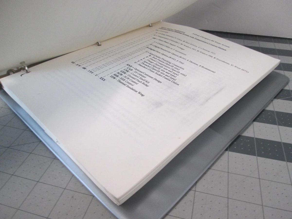 Used Lufran, 052-CE-480-1010-F100/TIW/SEMO, Water Heater Operation Manual, Used