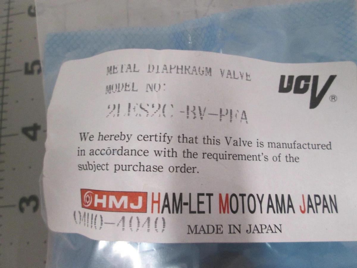 Ham-Let, 2LES2C-BV-PFA, Metal Diaphragm Valve, New