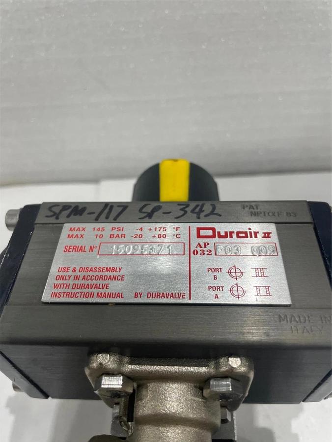 Used Duravalve Inc. Assy, Durair II, AP 032 F03 009, Used