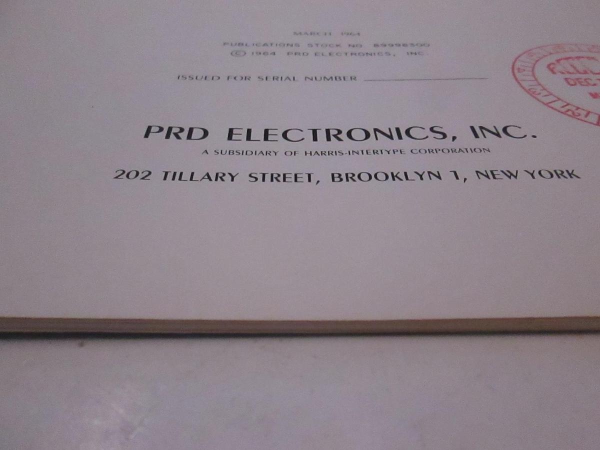 Used PRD Frequency Meter Operating Instructions and Maintenance Instructions, Used