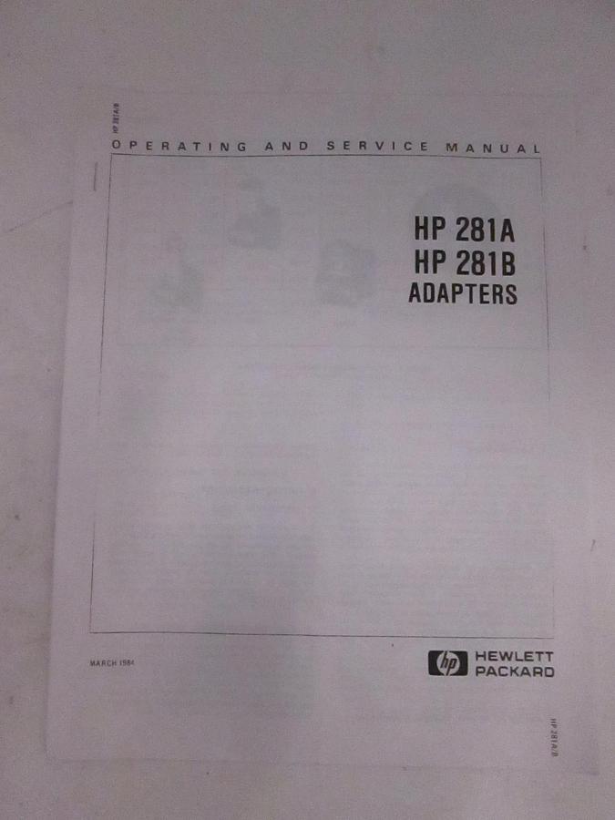 Used HP 281A and 281B Adapter Operating and Service Manual, Used