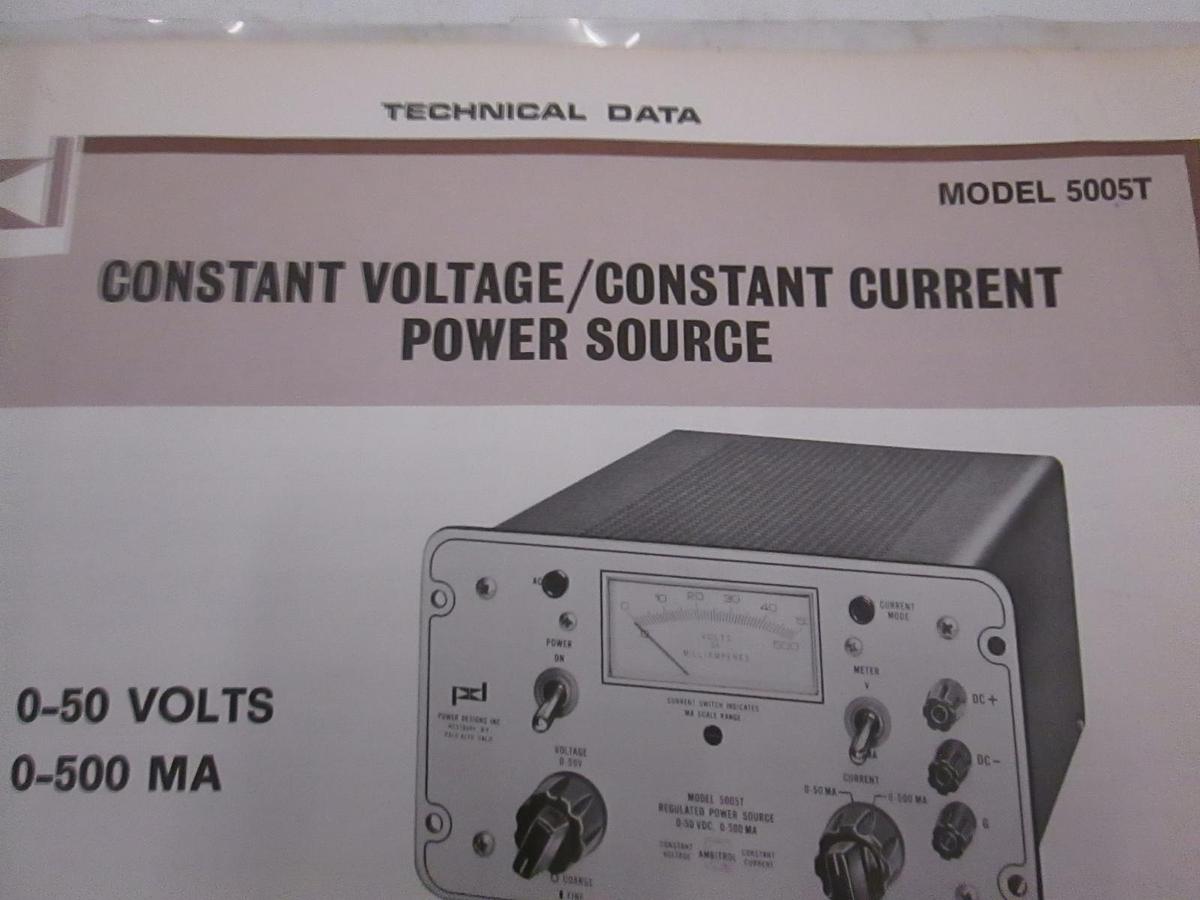 Used Power Designs Model 5005T Technical Data, Used