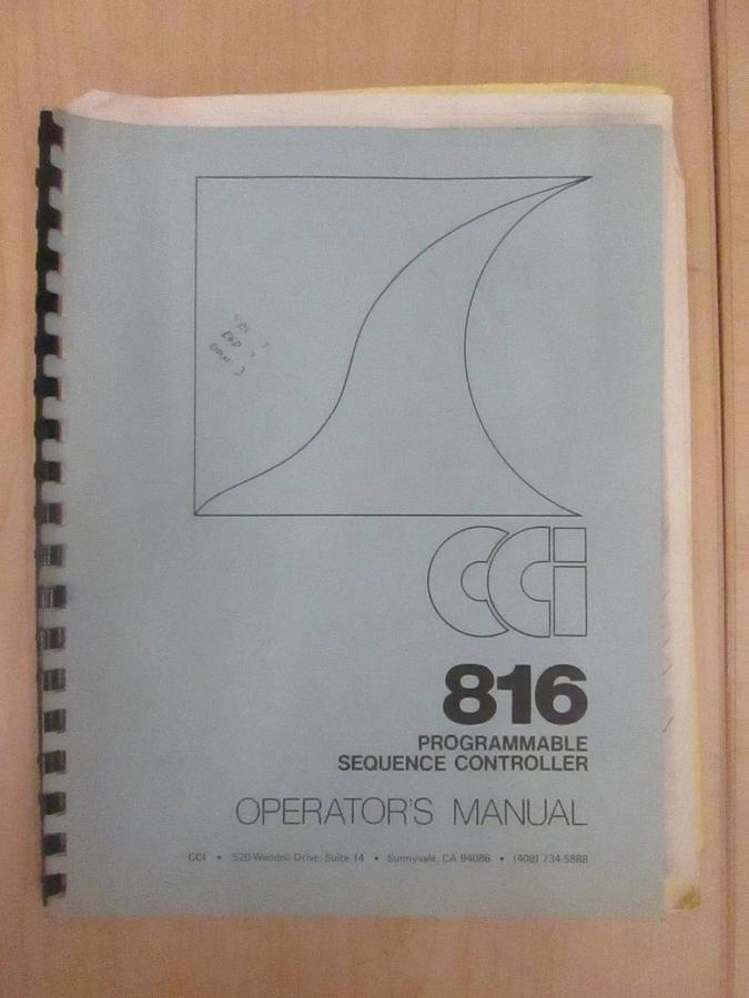 Used CCI 816 Programmable Sequence Controller Operators Manual, Used