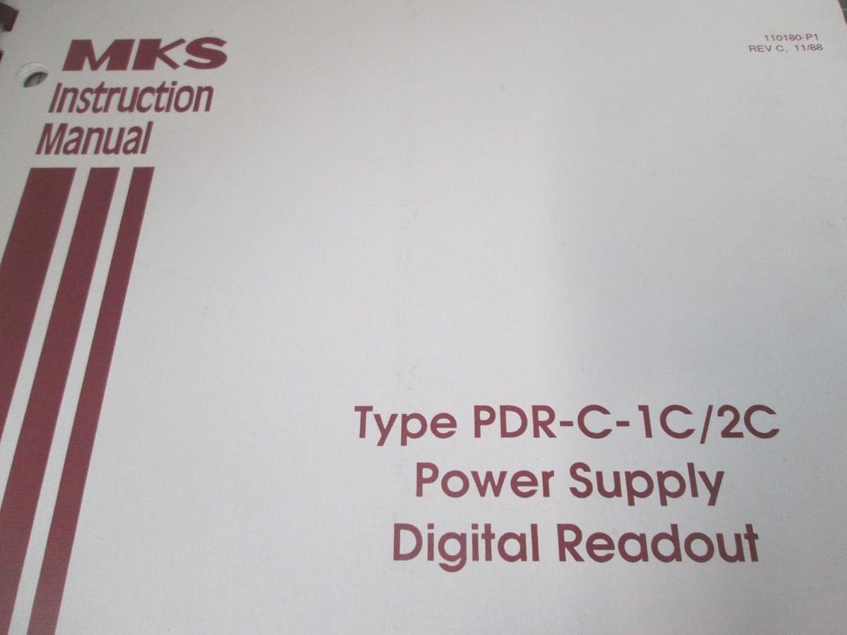 Used MKS, PDR-C-1C/2C, Power Supply Digital Readout, Instruction Manual, Used