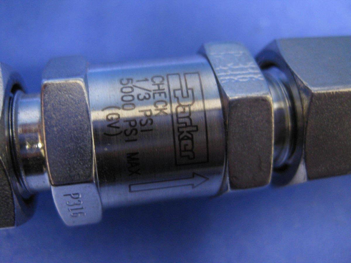 Used Semi-gas Manual Shut Off Flow Valve Assy w/ Parker Line Check Valve, Used