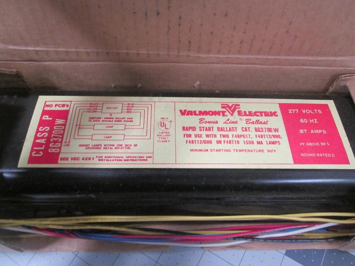 Valmont Electric Ballast, 8G3700W, Class P, 277V, 60Hz, New