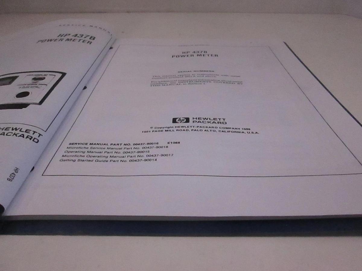 Used HP Model 437B Power Meter Service Manual, 00437-90016, Used